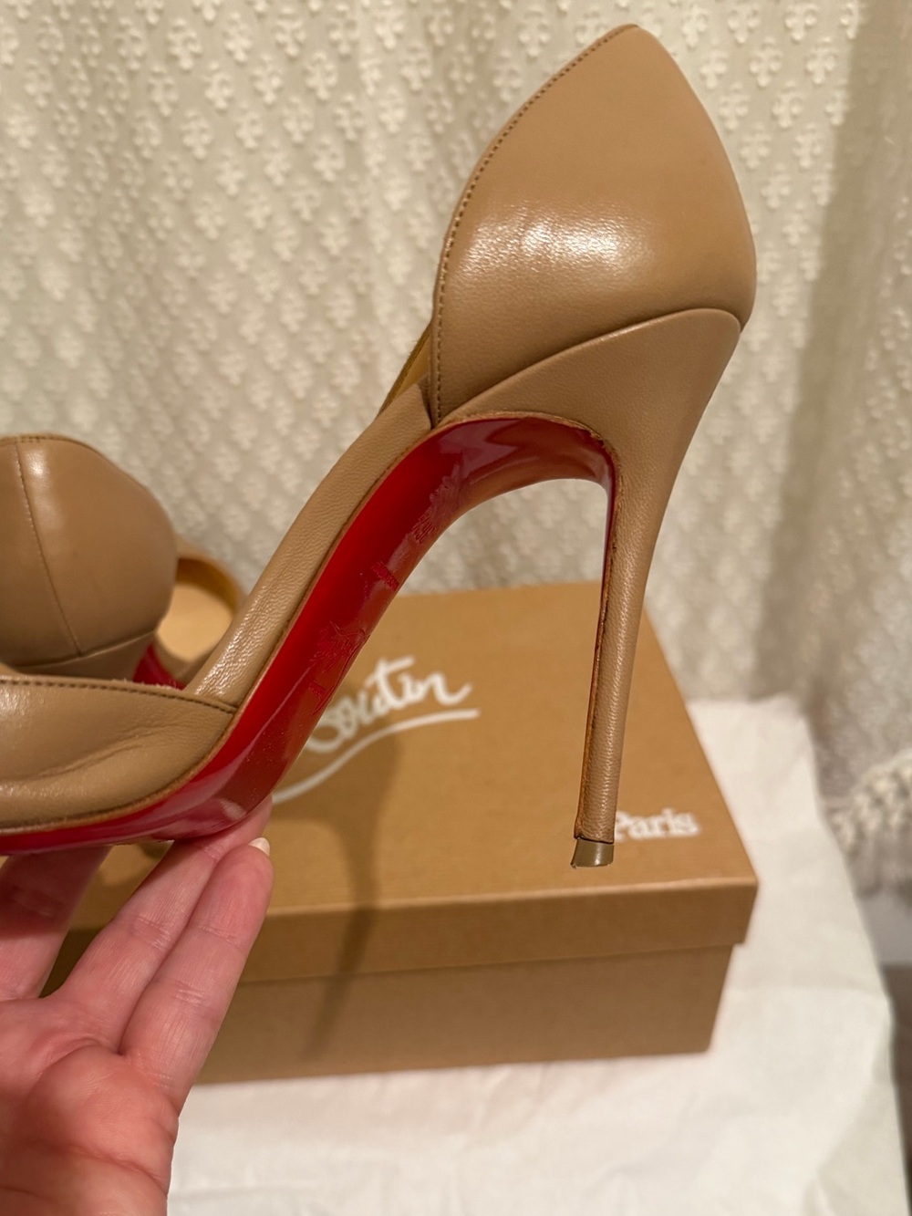Christian Louboutin Nude d’Orsay Pointed-Toe Stiletto Pumps - Picture 14 of 15